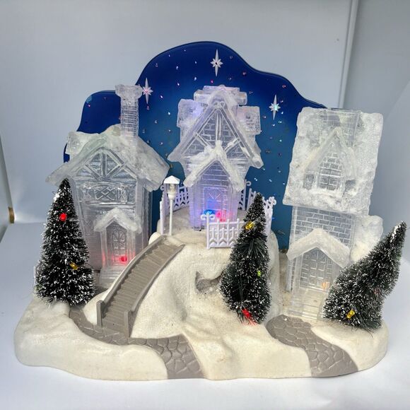2007 Home Elements LED Light Up Christmas Holiday Snow Covered Village Glitter - Picture 2 of 8